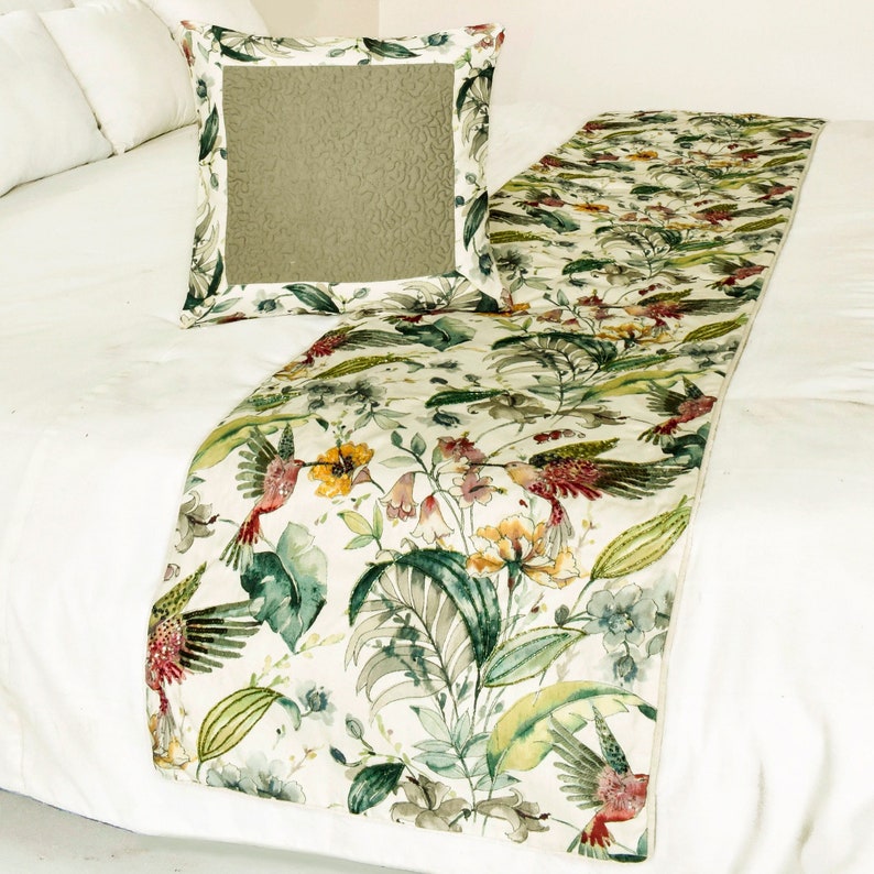 Exotic Birds Decorative Bed Runner and Pillow Cover