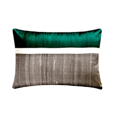 Plush Green Silk Lumbar Pillow Cover
