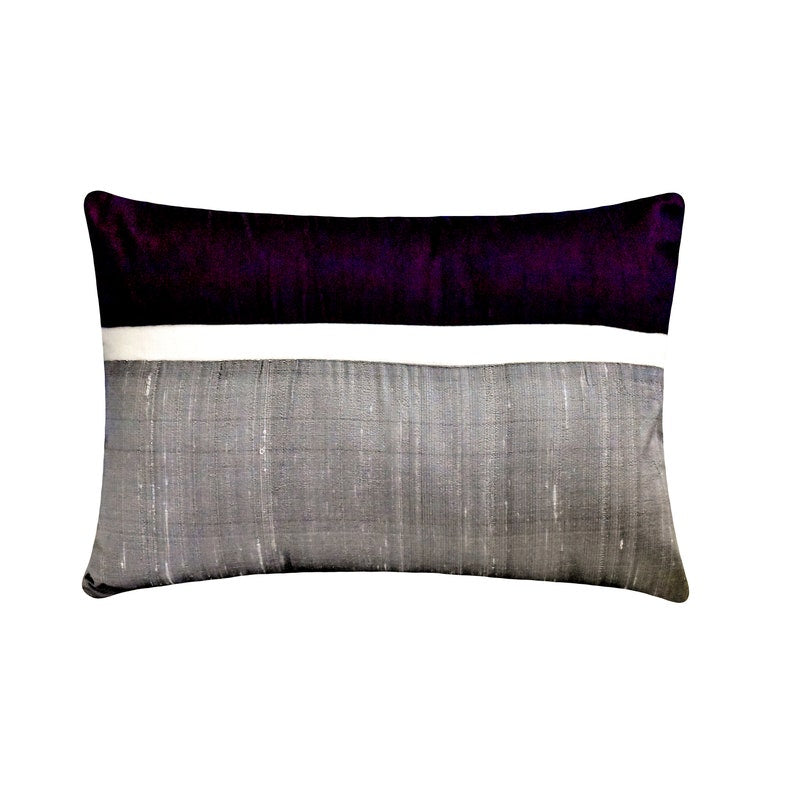 Plush Purple Silk Lumbar Pillow Cover