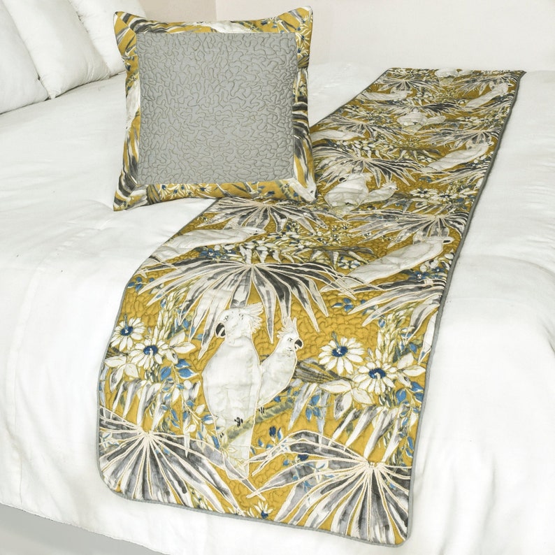 Cockatoo Love Decorative Bed Runner and Pillow Cover