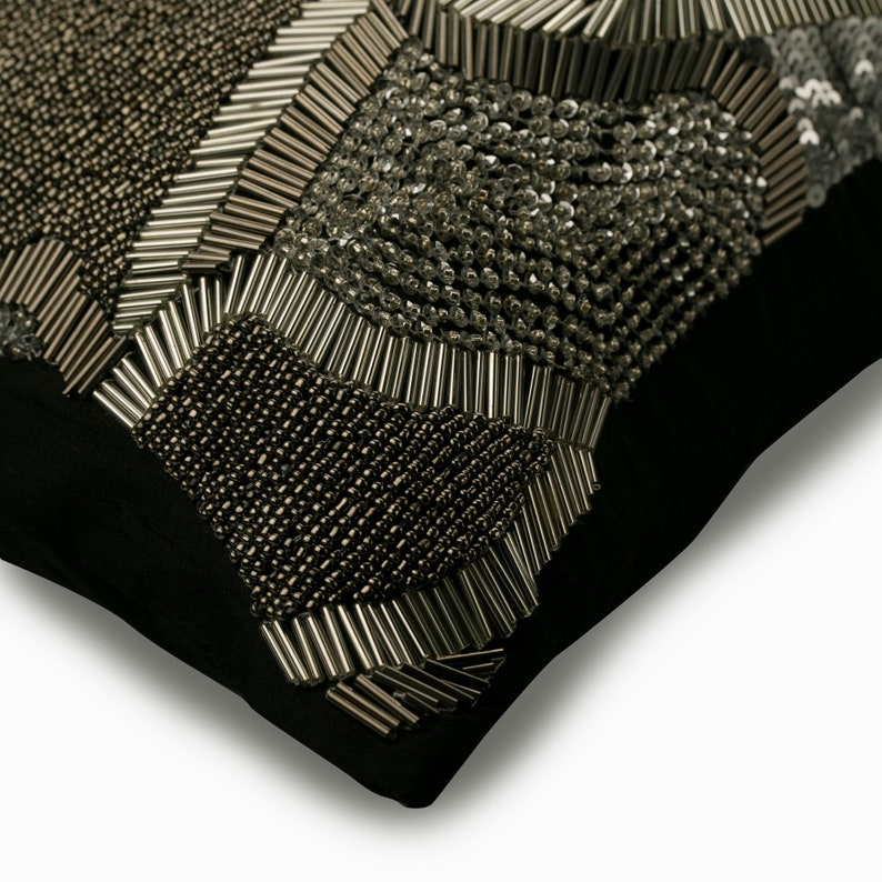 Black Silver Trend Lumbar Pillow Cover