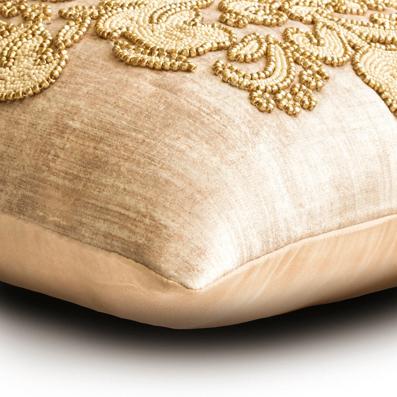Aureate Ivory Throw Pillow Cover
