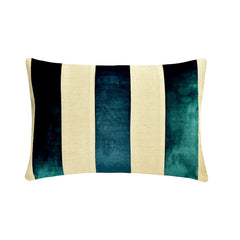 Swathe Blue - Blue Linen & Velvet Lumbar Pillow Cover