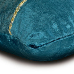 Resplendent Teal - Blue Velvet Lumbar Pillow Cover