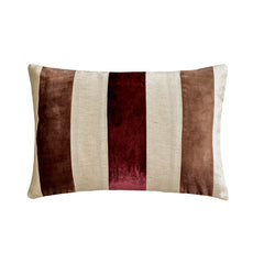 Swathe Brown - Brown Velvet & Linen Lumbar Pillow Cover