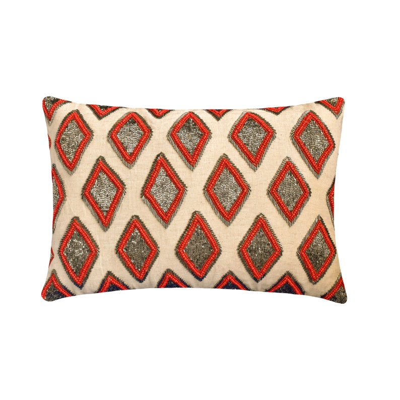 Lozenge Red Lumbar Pillow Cover