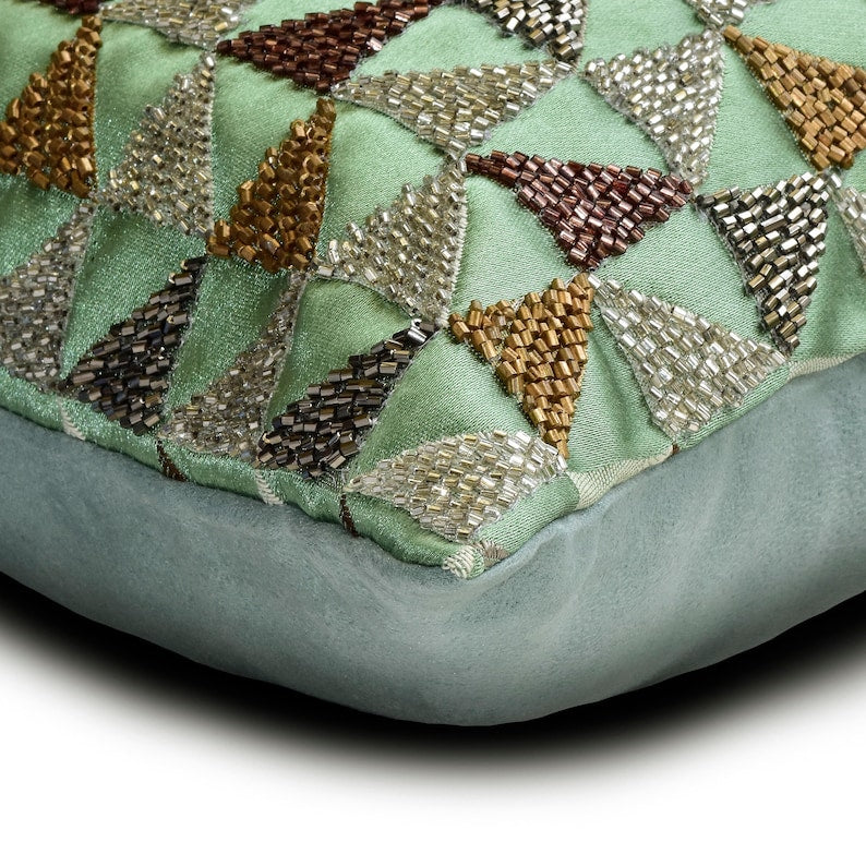 Teal Triad Lumbar Pillow Cover