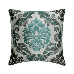 Damask Garden - Green Silk Throw Pillow Cover