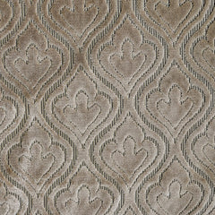 Pearl Beige Damask Jacquard Velvet Fabric By The Yard