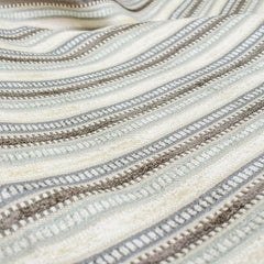 Jacquard Velvet Stripes Gray & Teal Jacquard Chenille Velvet Fabric By The Yard