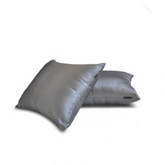 Silver Gray Slub Satin - Silver Satin Lumbar Pillow Cover