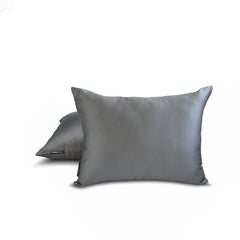Silver Gray Slub Satin - Silver Satin Lumbar Pillow Cover