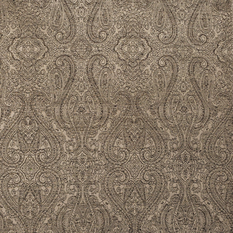 Beige Damask With Copper Lurex Fabric By The Yard