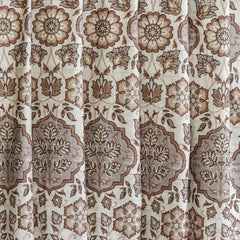 Brown, Beige, Gray & Off White Printed Velvet Fabric by the Yard