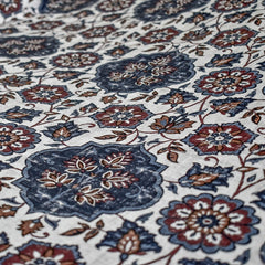 Blue, Brown & Off White Printed Velvet Fabric by the Yard