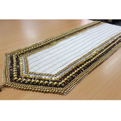 Ivory Crystal Sequin - Silk Ivory Decorative Table Runners