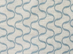 Teal Blue Waves Linen Fabric By The Yard