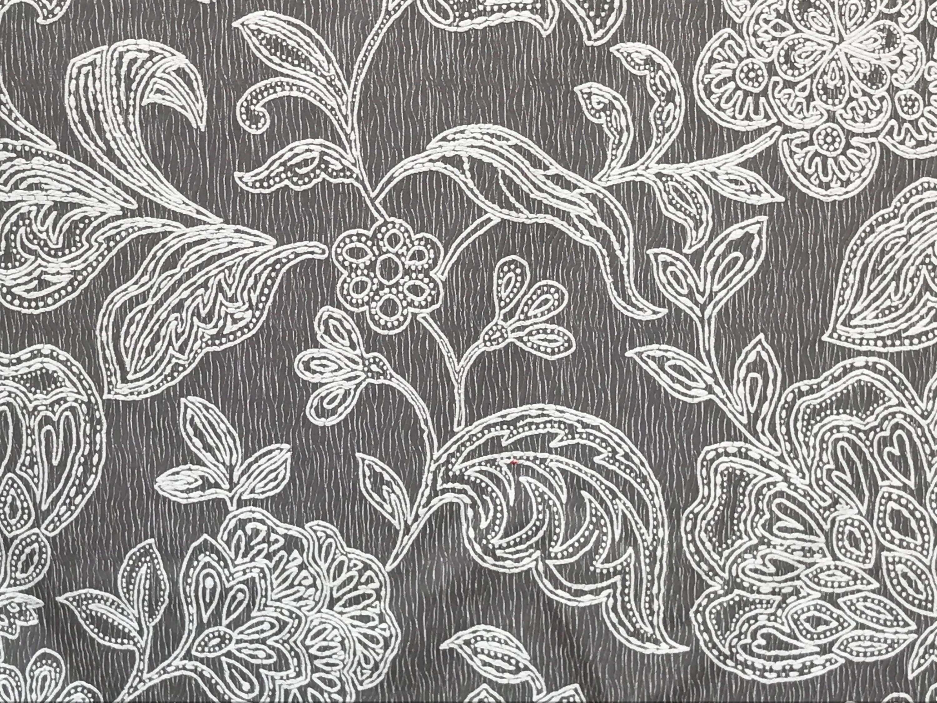 Gray And Ivory Cototn Fabric By The Yard