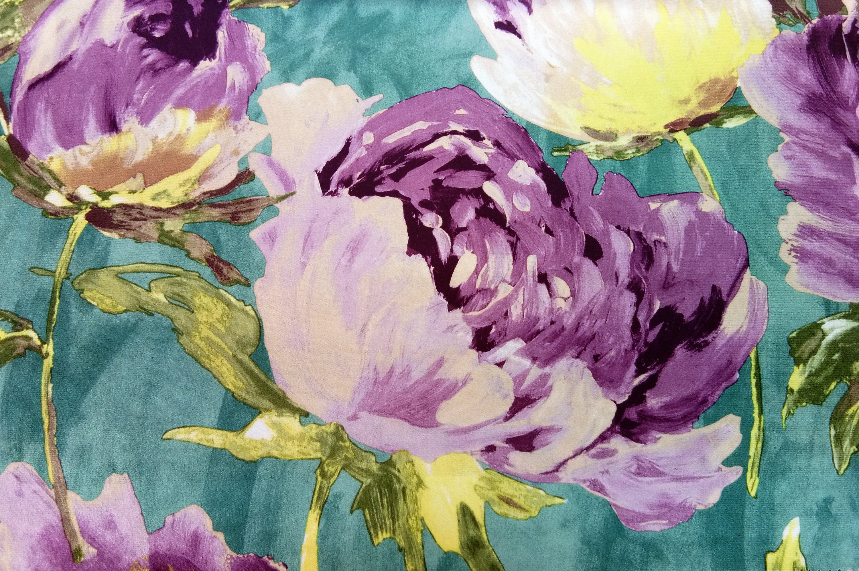 Pink Roses Printed Velvet Fabric By The Yard