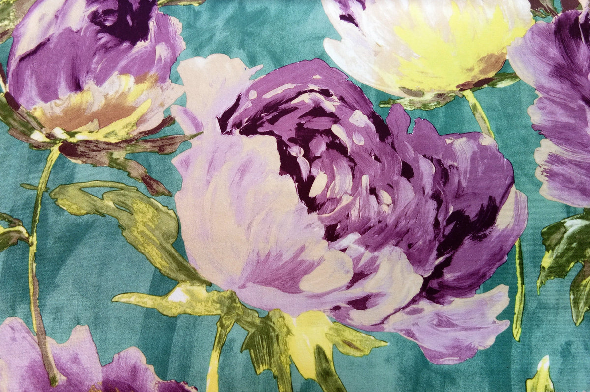 Pink Roses Printed Velvet Fabric By The Yard