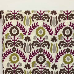 Chartreuse And Magenta Flowers Cototn Linen Fabric By The Yard