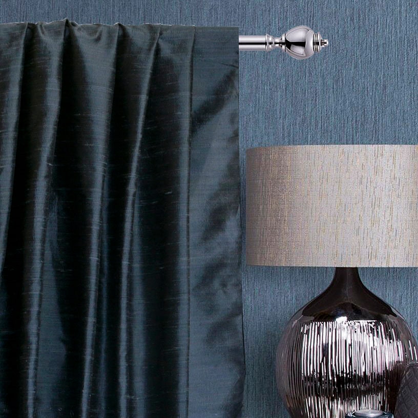 Midnight Blue Silk Dupioni Fabric By The Yard