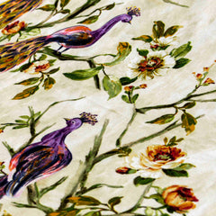 Purple Peacock Cotton Fabric By The Yard