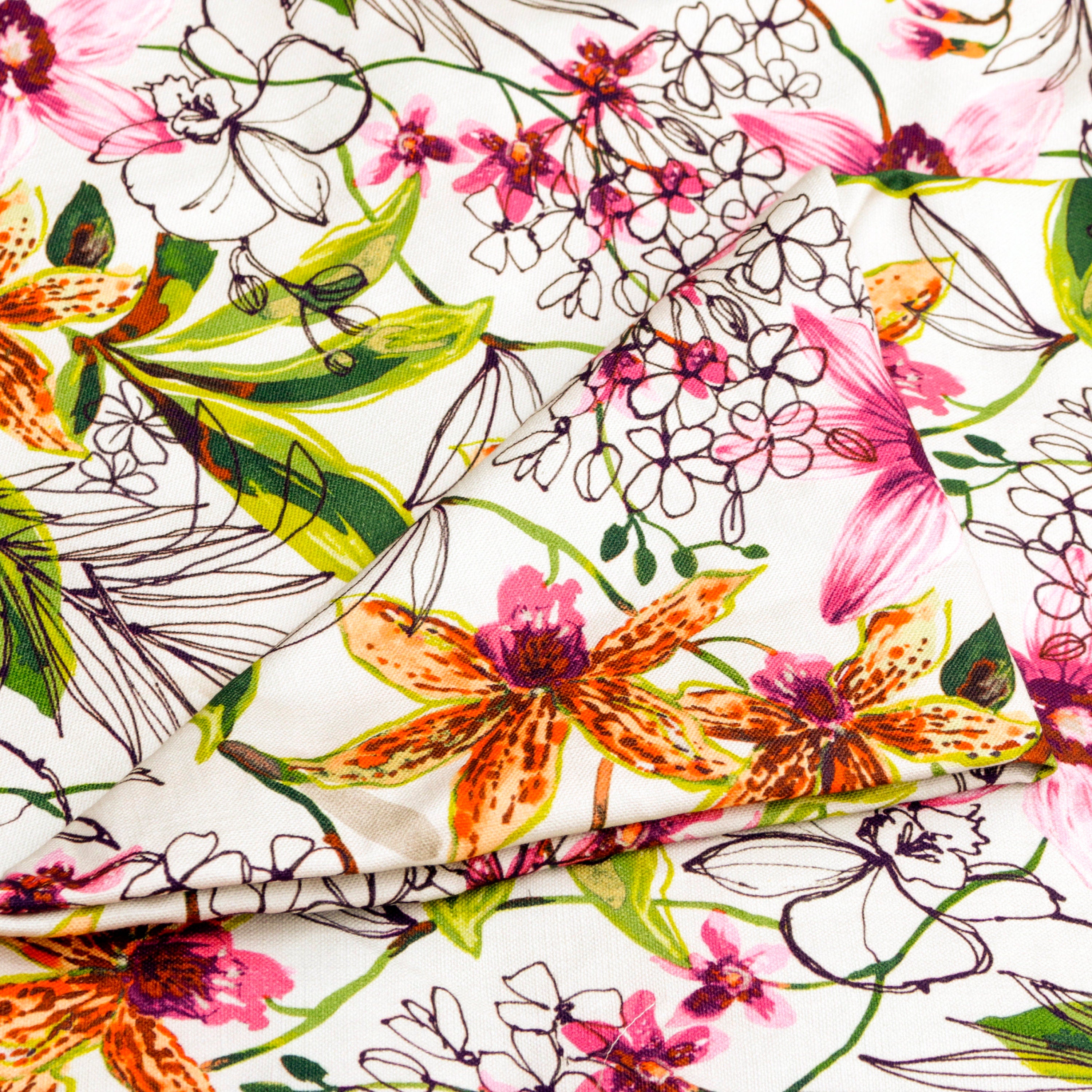 Garden Blossom Cotton Fabric By The Yard