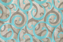 Aqua Scrolls Jacquard Fabric By The Yard