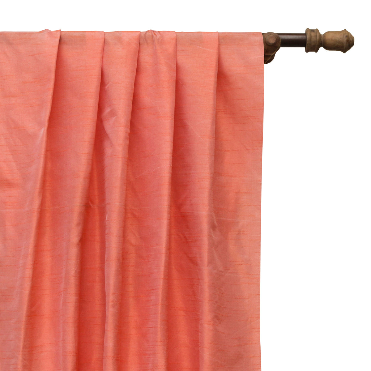 Coral Orange Art Silk Curtain Panels