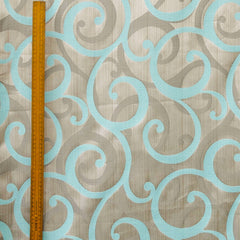 Aqua Scrolls Jacquard Fabric By The Yard