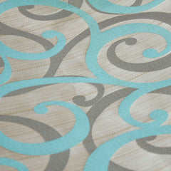 Aqua Scrolls Jacquard Fabric By The Yard