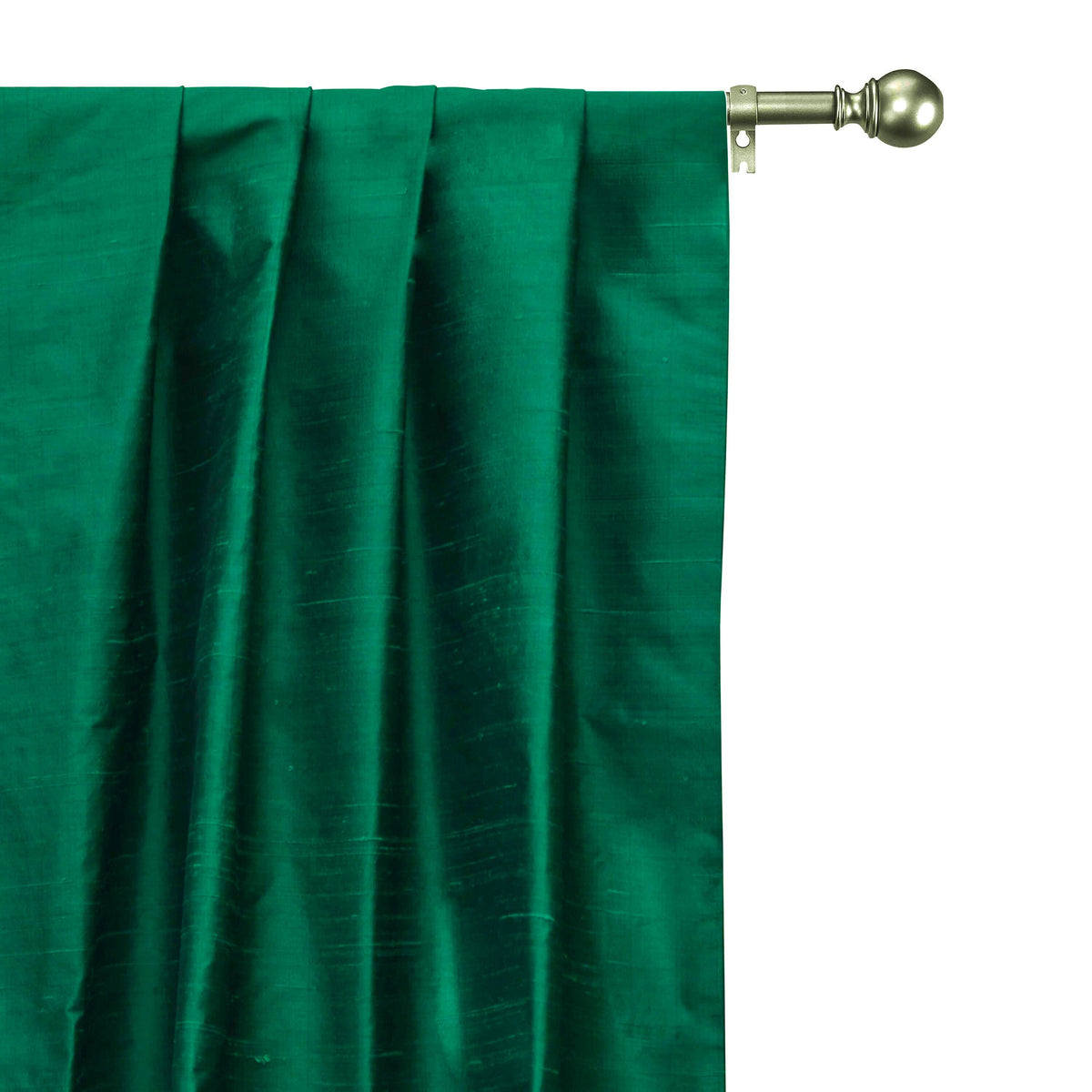 Dark Peacock Green Silk Dupioni Curtain Panels