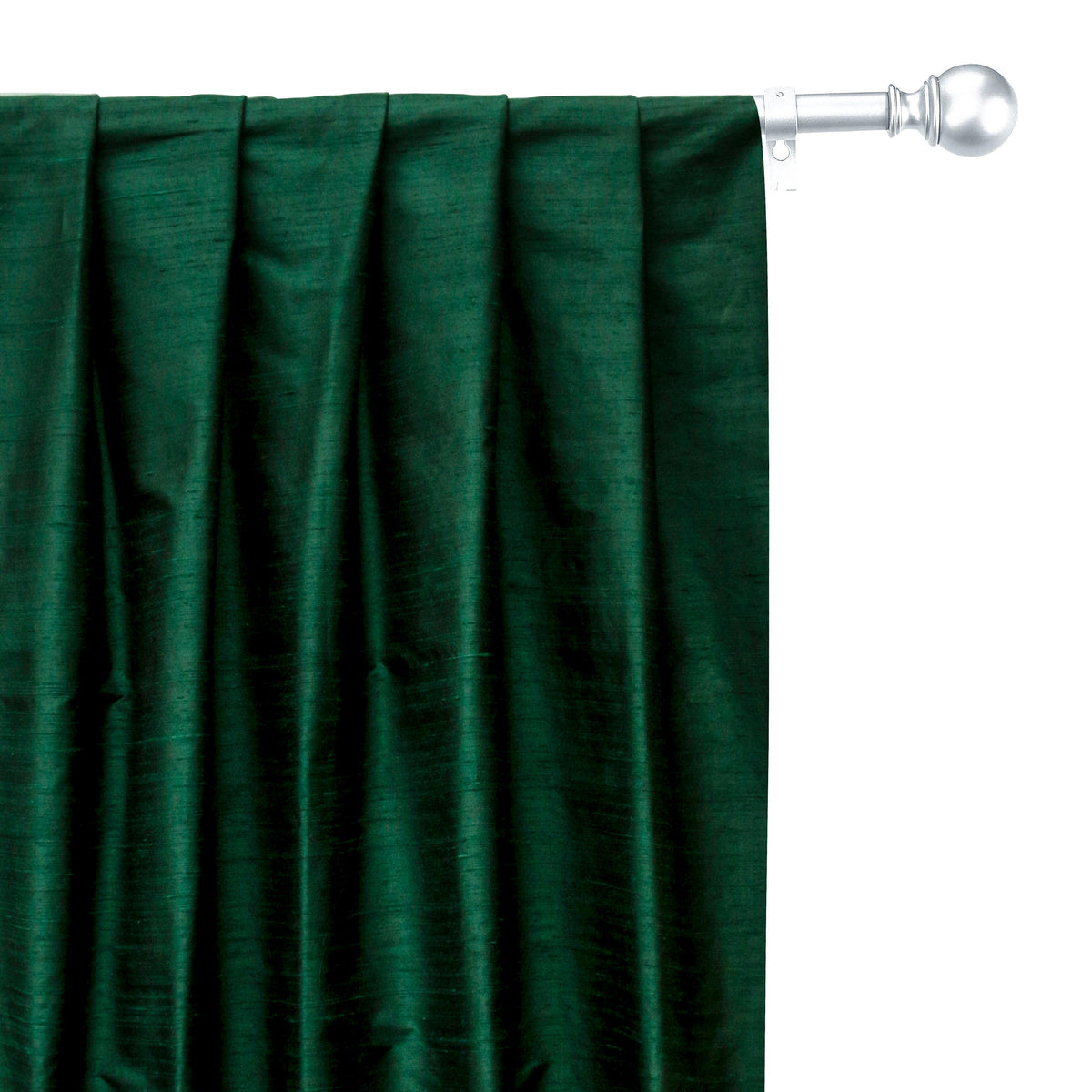 Dark Green Silk Dupioni Curtain Panels