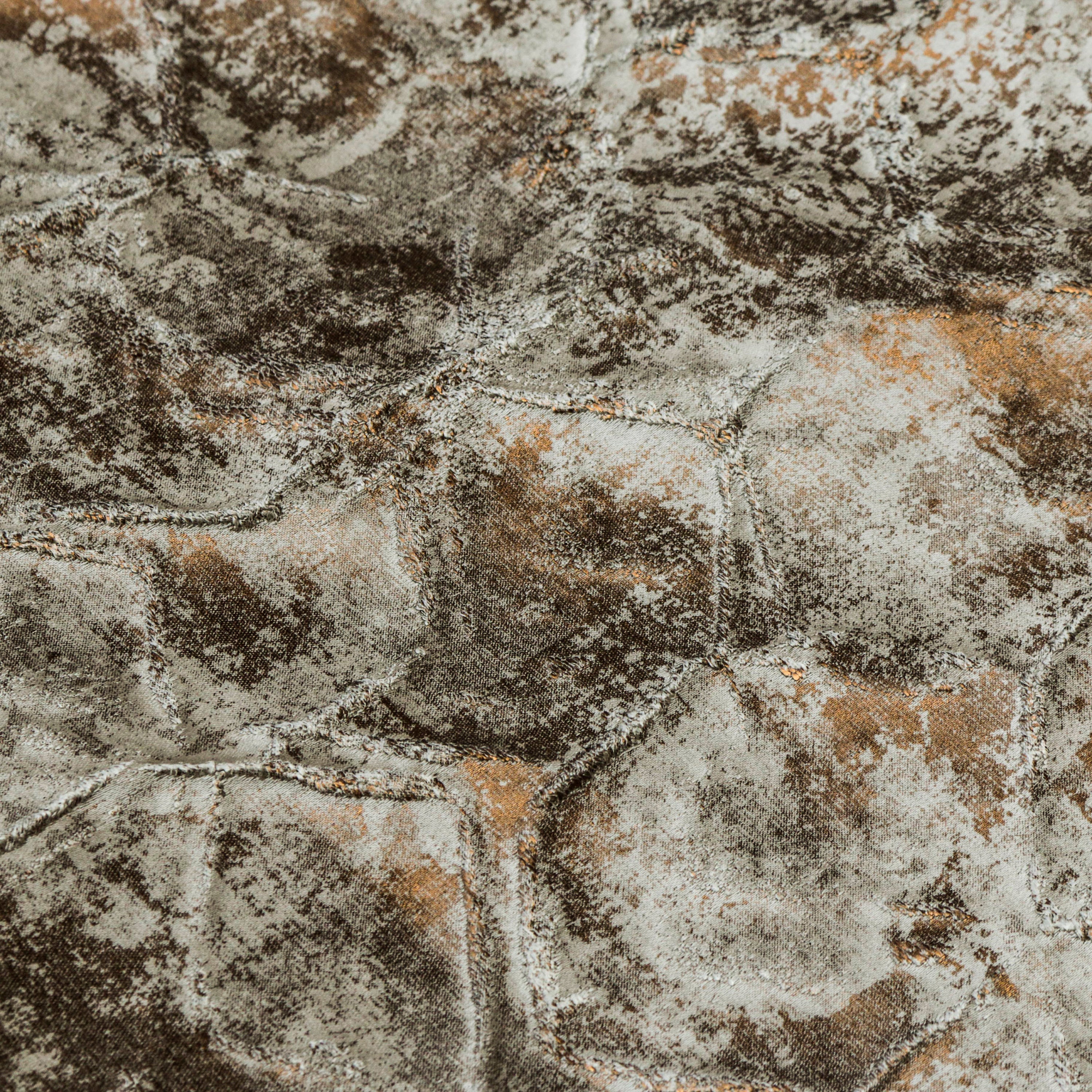 Antique Hexagons Foil Jacquard Fabric By The Yard