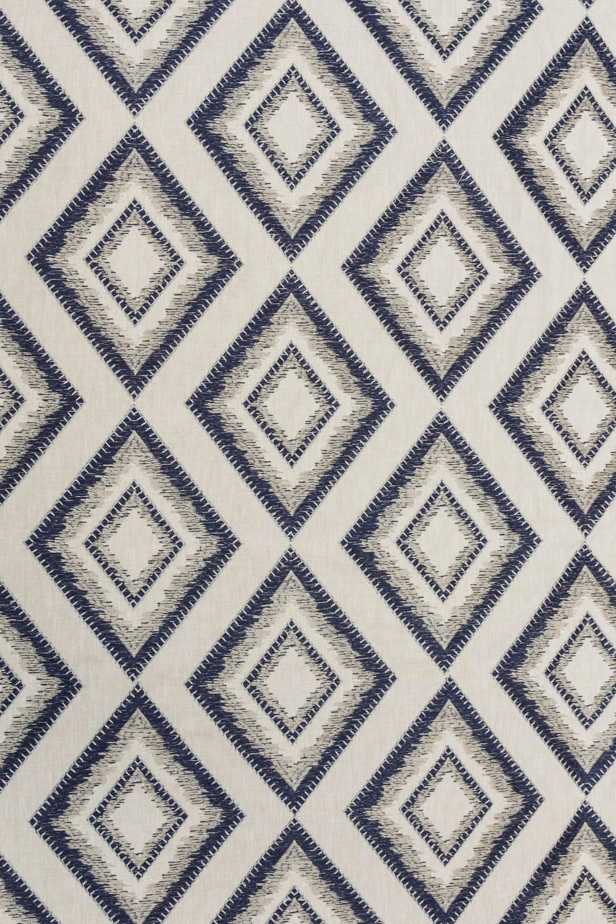 Blue Diamonds Cotton Linen Fabric By The Yard