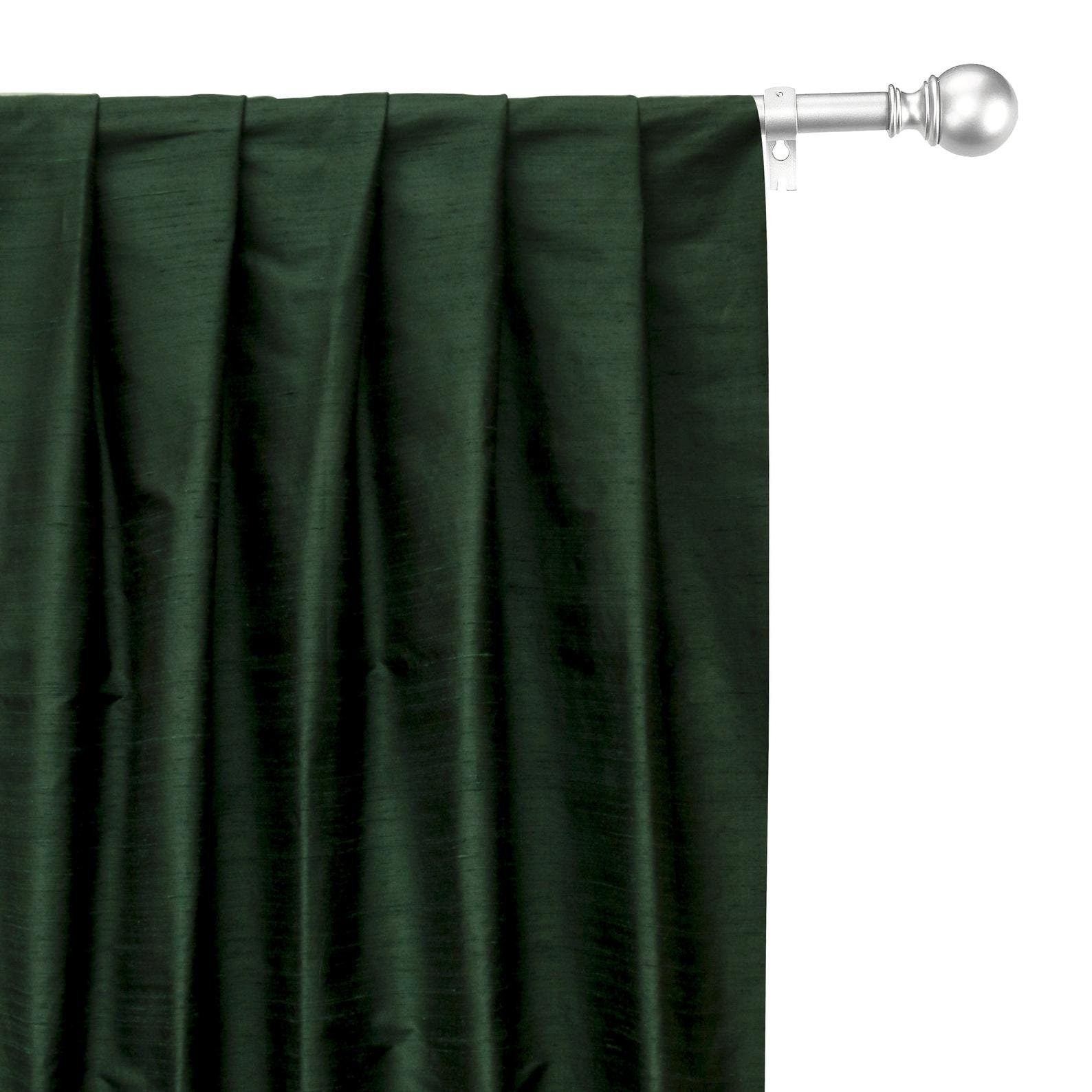Bottle Green Pure Silk Dupioni Curtain Panels