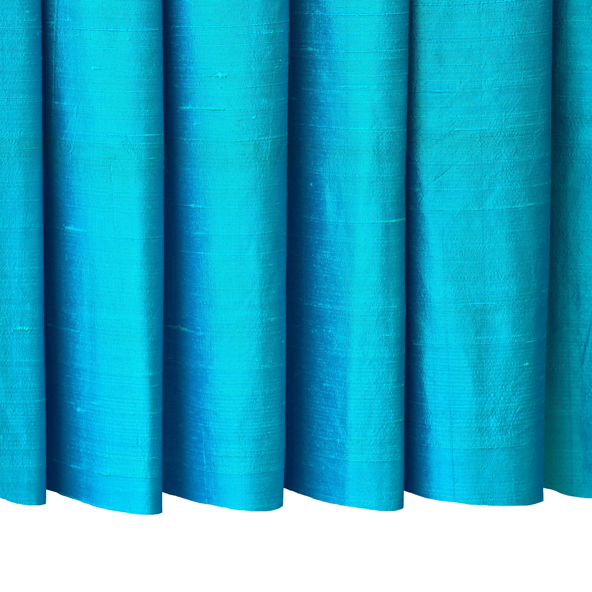 Ocean Blue Silk Dupioni Curtain Panels