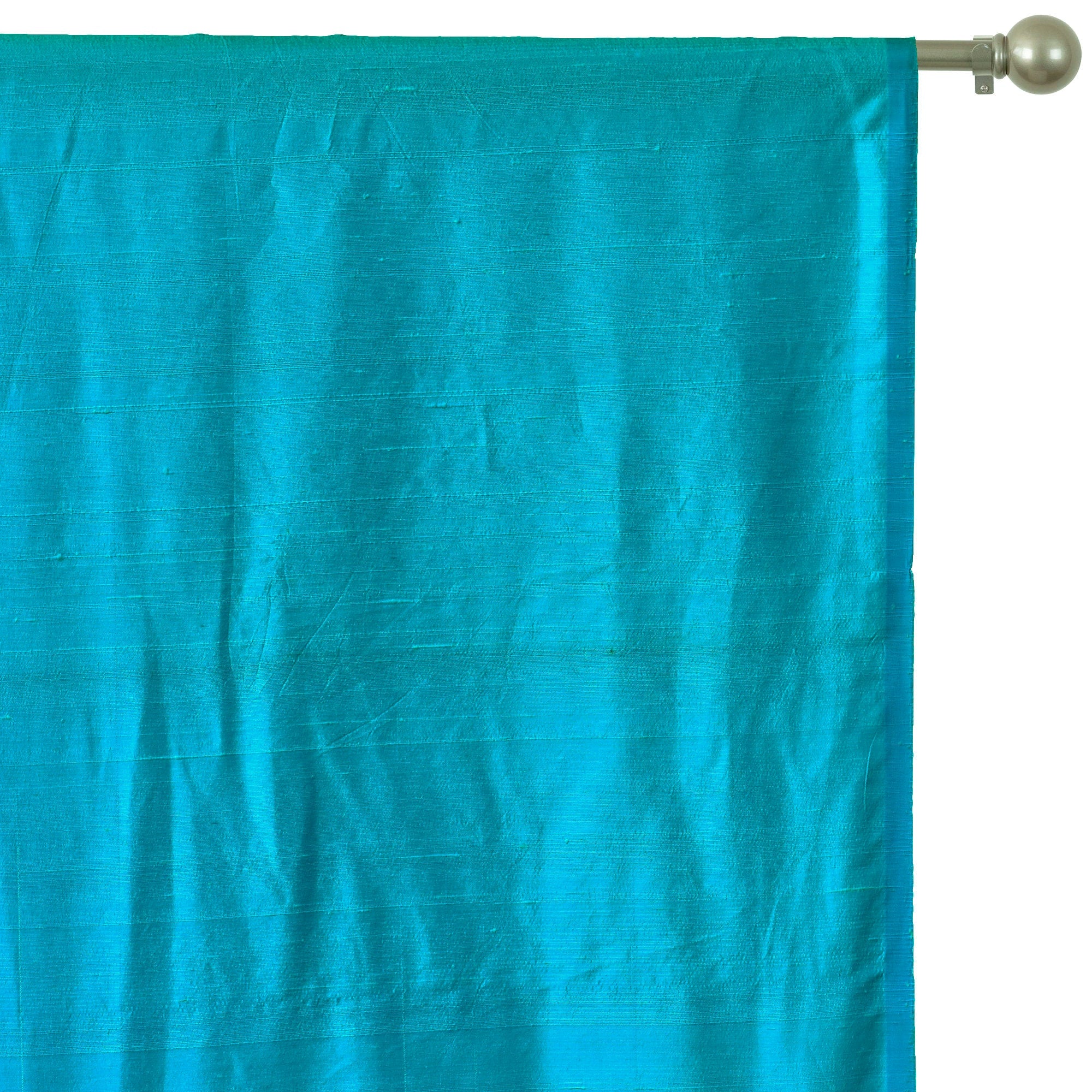 Ocean Blue Silk Dupioni Curtain Panels