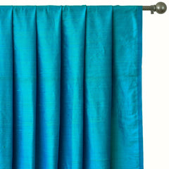 Ocean Blue Silk Dupioni Curtain Panels