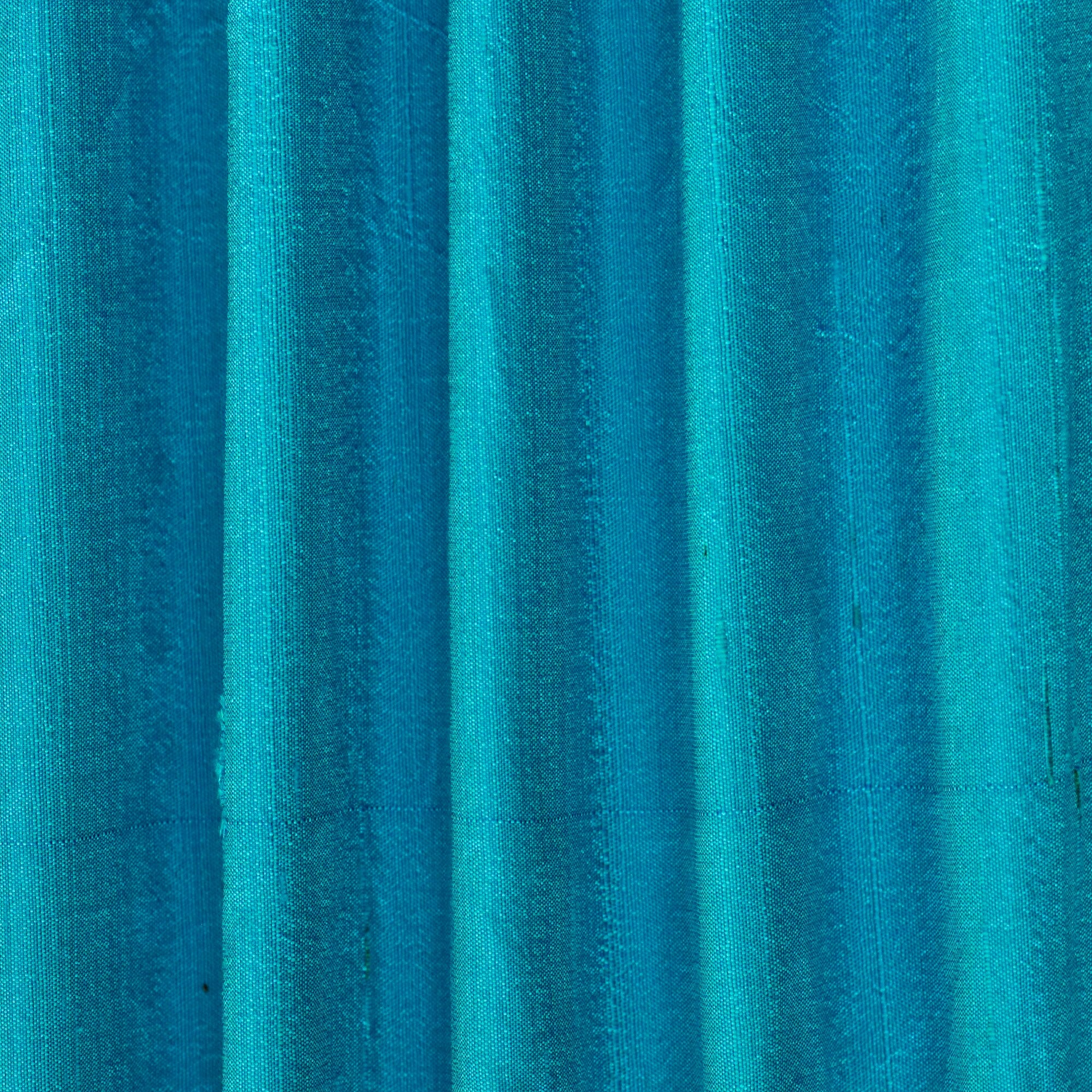 Ocean Blue Silk Dupioni Curtain Panels
