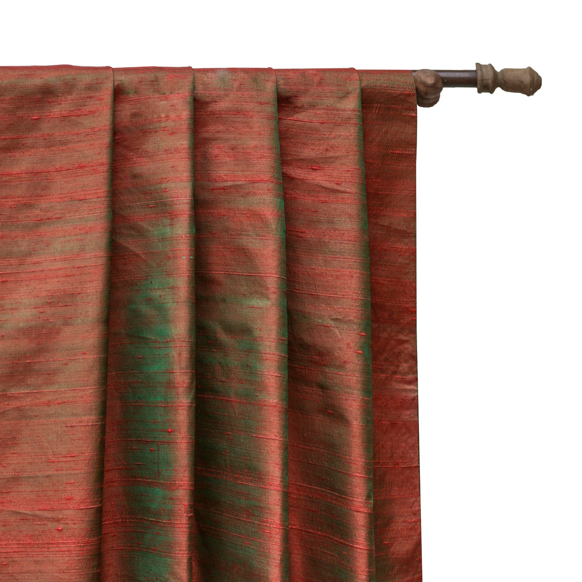 Red & Green Silk Dupioni Curtain Panels