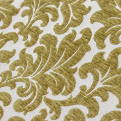 Chartreuse Flowers Jacquard Velvet Fabric By The Yard