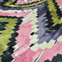 Pink And Green Velvet Fabric By The Yard
