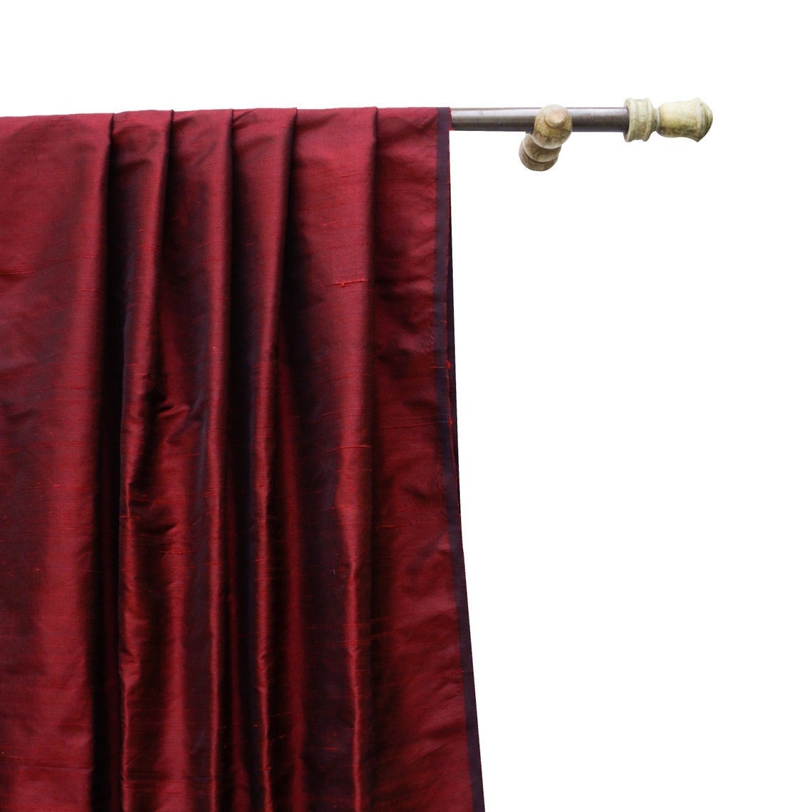 Maroon Silk Dupioni Curtain Panels