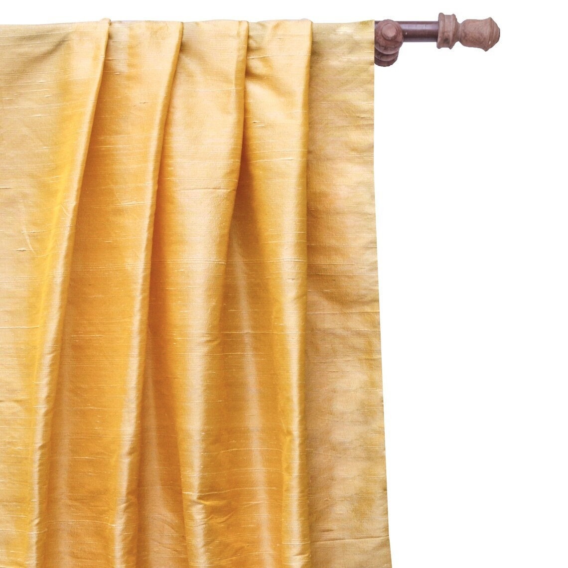 Mustard Orange Silk Dupioni Curtain Panels