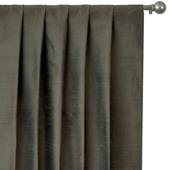 Taupe Green Pure Silk Dupioni Curtain Panels