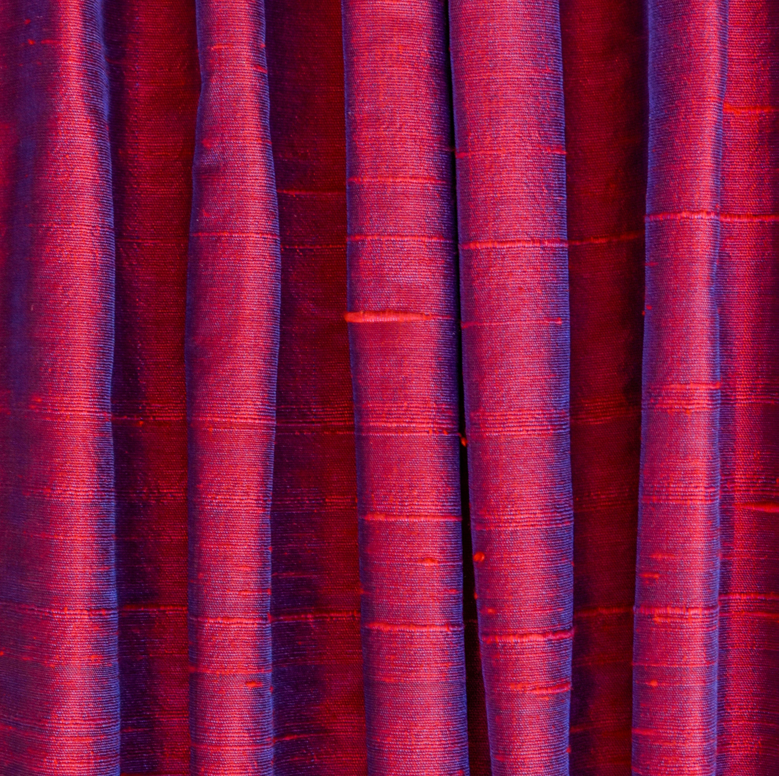 Red And Ink Blue Silk Dupioni Curtain Panels