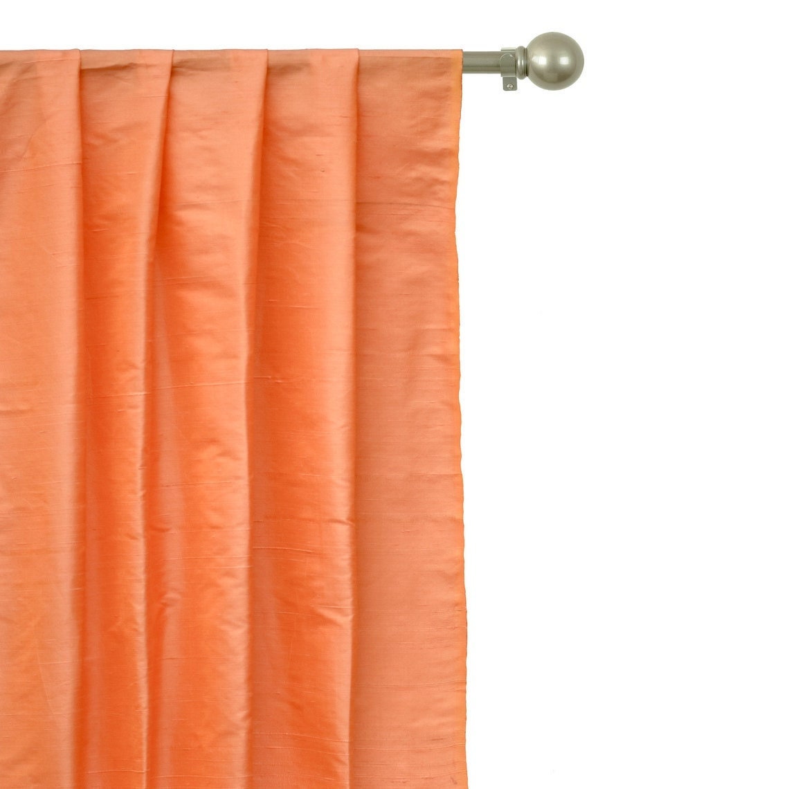 Peach Orange Silk Dupioni Curtain Panels