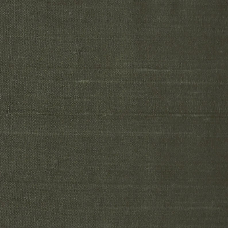 Taupe Green Pure Silk Dupioni Curtain Panels